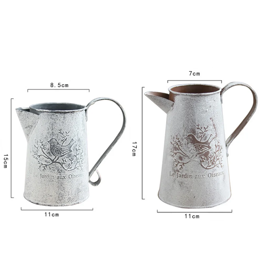 Flower Bucket Accessories Shop Holder Watering Can Decoration Iron Sheet Craft Vases Vintage Garden Home Ornaments