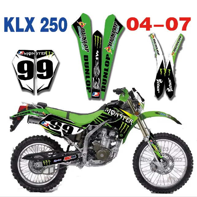 3m наклейки KLX250 KL250X по индивидуальному заказу мотоцикл Графический Stickser комплект для Kawasaki KLX 250 250KLX 2003 2004 2005 2006 2007