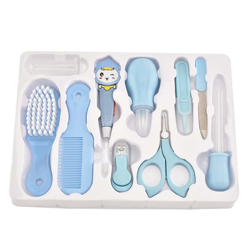 

Baby Healthcare Tools Portable Newborn Infant Grooming Kit With lamp Ear Spoon Nail Clipper Scissors Hair Brush Comb Care Set