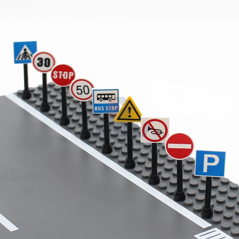 Moc City Traffic Parts 2X2 Road Sign Piastrella Stampata 15210 30258 892 Compatibile Street View Sign Post Bulk Accessori Building Blocks