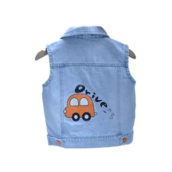 

children Baby Vests Boys Girls Jeans Jacket Denim Waistcoats Outerwear Children Clothing boy girl cartoon Clothes 4221 03