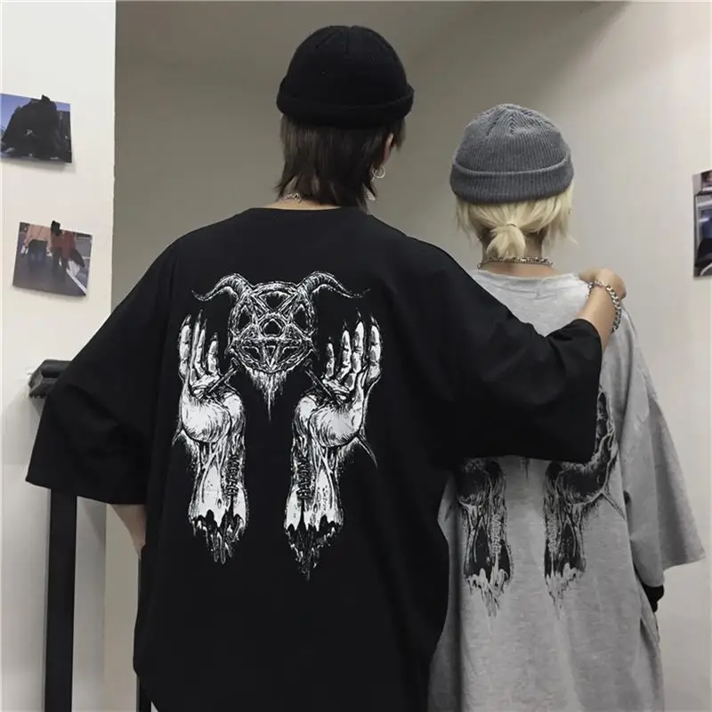 

Unisex Short Sleeve T-Shirt Black Funeral Dark Printing Five-Point Sleeve T-Shirt Korean Fashion Personality For Men Women