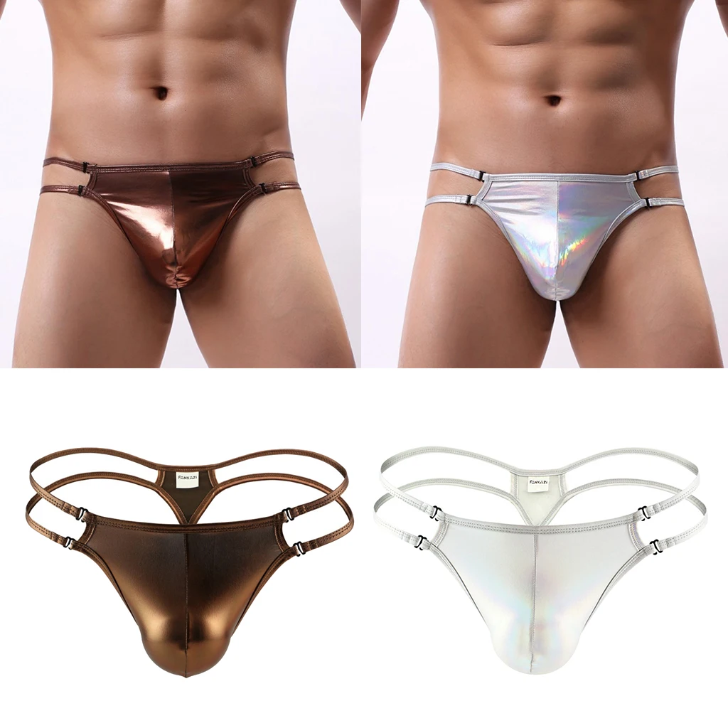 Men Sexy G-String Thong Briefs Jockstrap Underwear T-Back Lingerie Man Sexy Nightwear Gold Brief For Sex Gay Costume
