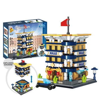 

310pcs 657013-657018 New City Street View Series Mini Building Block Six Designs Architecture Brick Educational Toys for Kids