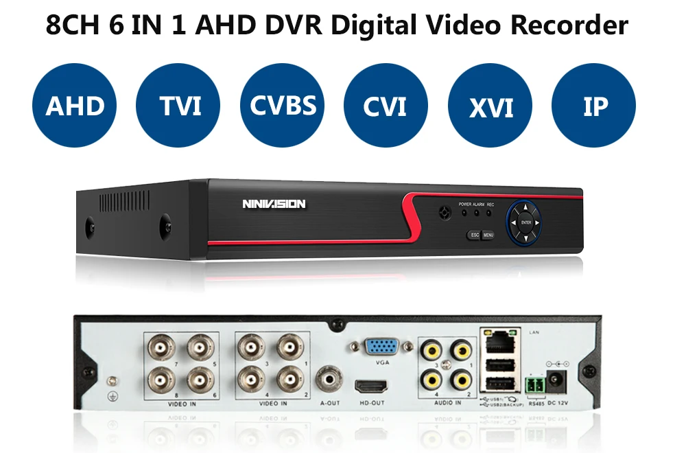 6 в 1 5MP AHD DVR NVR XVR CCTV 4Ch 8Ch 1080P 4MP 5MP гибридная камера безопасности DVR рекордер Onvif RS485 Coxal управление P2P Облако