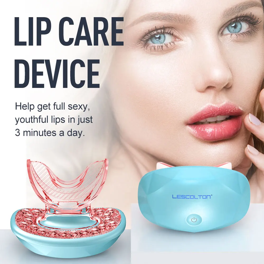 LESCOLTON Lip Plumper Rechargeable LED Devices Silicone Lip Plumper Tool LED Light Therapy Lip Enhancer Lip Care Tools Home Use