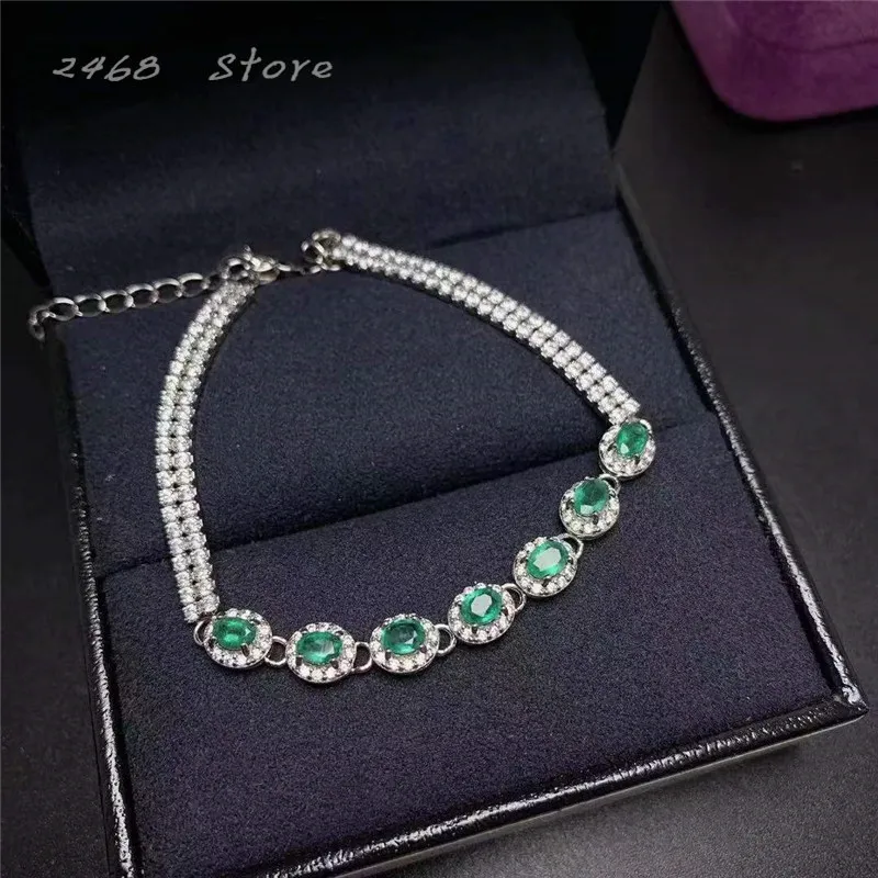 

Новый стиль 925 Серебряный инкрустированный натуральный Изумрудный браслет, женский браслет на удачу, мальчики хотят свадебные подарки, любимый для девочек