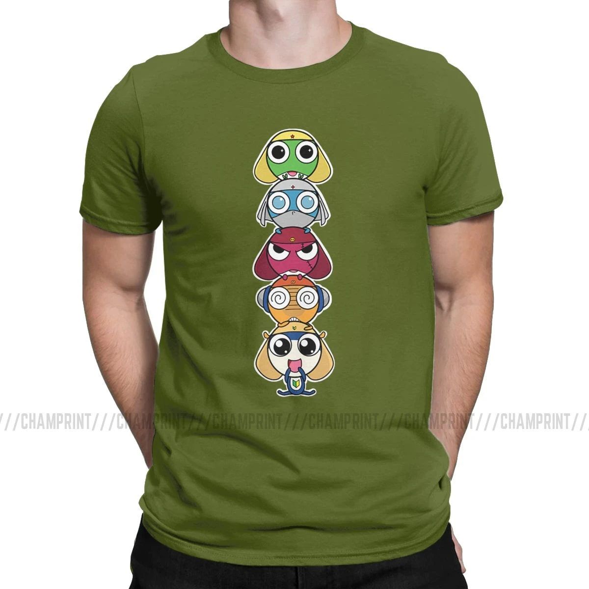 Leap Frogs In футболки на космическую тематику для мужчин Keroro мультфильм забавные хлопковые футболки с круглым вырезом короткий рукав Футболка подарок идея Топы - Цвет: Армейский зеленый