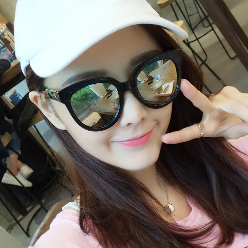Стиль, корейский стиль, солнцезащитные очки, солнцезащитные очки, женские солнцезащитные очки, женские очки в Звездном стиле с защитой от ультрафиолета, элегантные очки с большим лицом - Цвет линз: Розовый