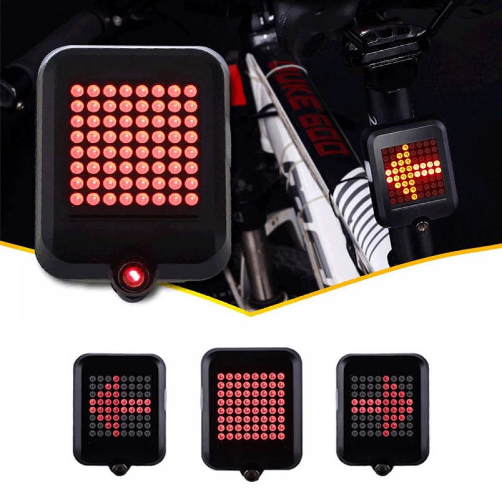 

64 LED Automatic Direction Indicator Bicycle Rear Taillight USB Rechargeable Cycling MTB Bike Safety Warning Turn Signals Light