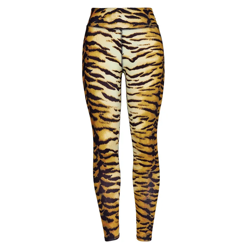 Tiger Skin Print Leggings For Women Gym Fitness Push Up Leggings Stretch High Waist Sport Pants Yellow White Printed Sportswear