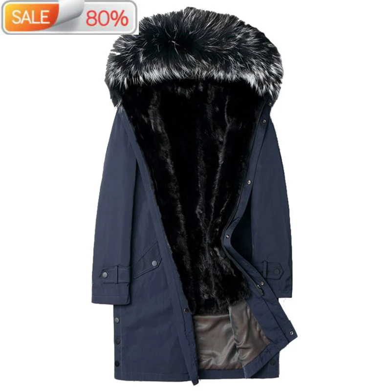 

Real Parka Winter Jacket Men Long Natural Fur Jackets Mens Mink Coat Warm Luxury Parkas PAA06 B21109