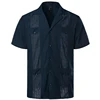 Embroidery Floral Patchwork Shirts for Men Casual Multi-Pocket Mens Short Sleeve Shirt Cuban Camp Guayabera Ethnic Men Clothing 5