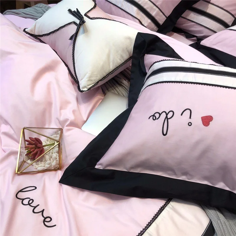 Waliicorners Luxury Egypt Cotton Bedding Set Black Lace Duvet Cover Bed Sheet Pillowcases Queen King size limited quantity 43 1571983602_1939202726_4