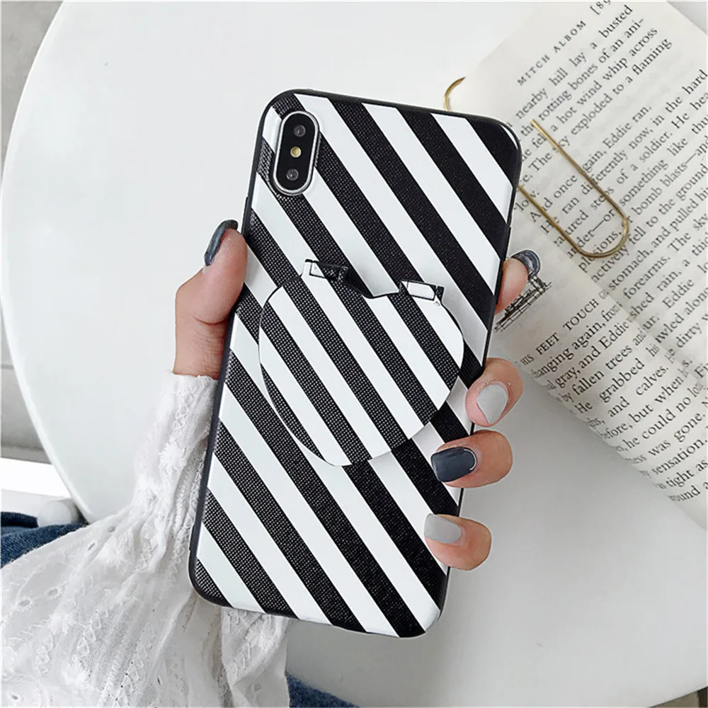 Черный и белый чехол для телефона для iPhone 11 Pro Max чехол с зеркальным кольцом для iPhone 5 5S 7 8 6 6S Plus XR XS MAX стеклянный чехол