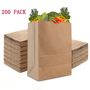 

15X9X27cm Kraft Brown Paper Bags (200 Count)-Kraft Brown Paper Grocery Bags Bulk-Large Paper Bags for Grocery Shopping