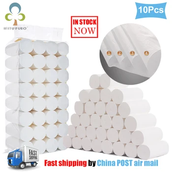 

IN STOCK ! 10rolls/lot coreless 4layer thick Comfortable Primary wood pulp toilet paper household paper roll paper YJN
