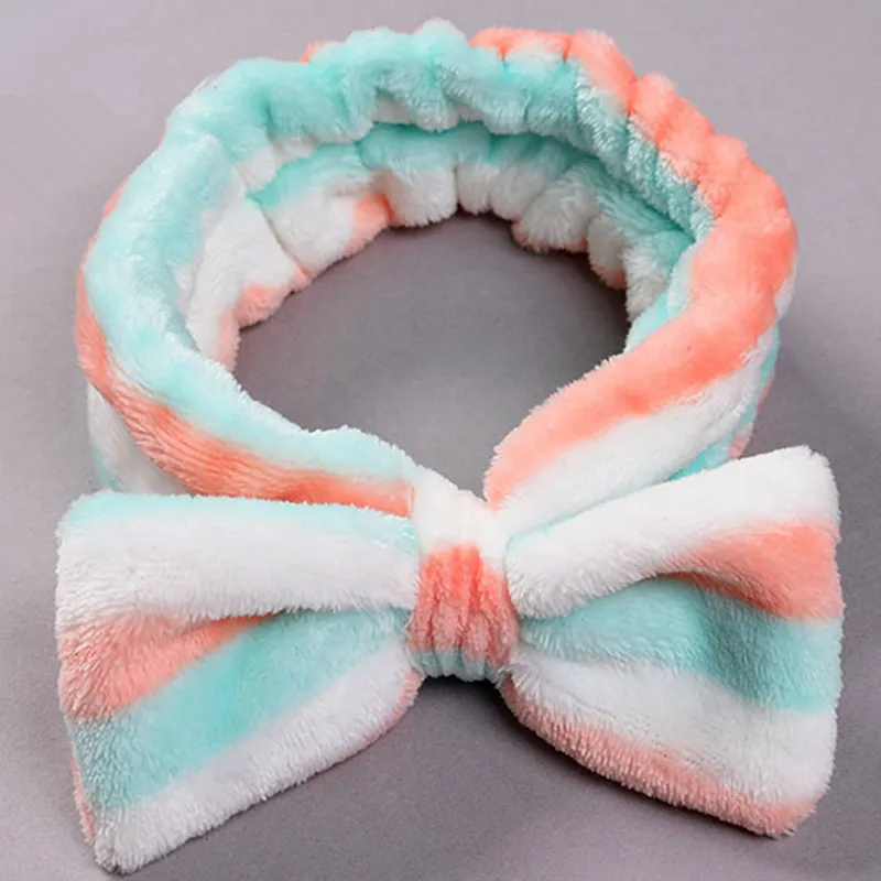 Leopard Makeup Wash Face Headbands for Women Coral Fleece Bow Dot Hairband Turban Knot Elastic Headwrap Girls Hair Accessories large hair clip