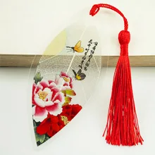 1 шт. классический элегантный Творческий кисточкой Закладка Китайский ветер натуральный коллекционные листья с прожилками Закладки Творческие канцелярские принадлежности