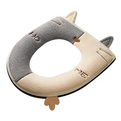 Winter Toilet Cover Embroidered Toilet Cover Cushion for Cats Hit Color Design Toilet Cushion with Handle Buckle Zipper Cushion