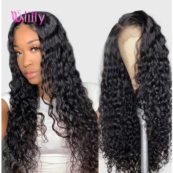 

ULilly Peruvian Water Wave Lace Front Wig Remy Human Hair Wigs For Women 150% Density 13x4 13x6 Preplucked Lace Wig