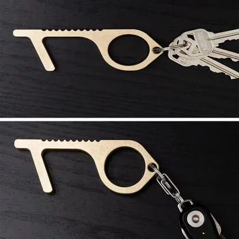 

Avoid Contact Handle Puller Hands Protection Brass Key Shaped Contactless Elevator Button Presser