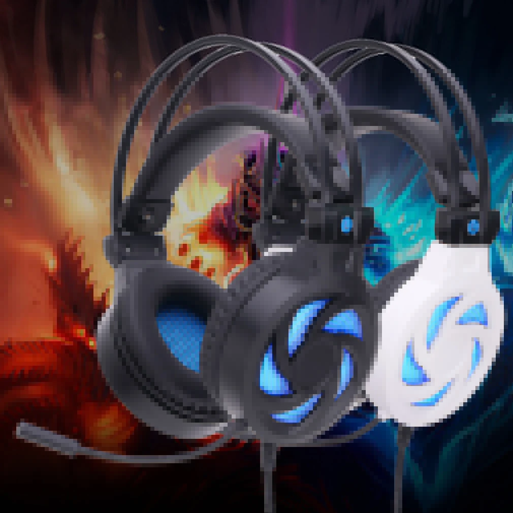 White& Black Luminescence Type Gaming Headsets Super Stereo Bass Wired High Sensitivity Ear Headphones For Computers PC