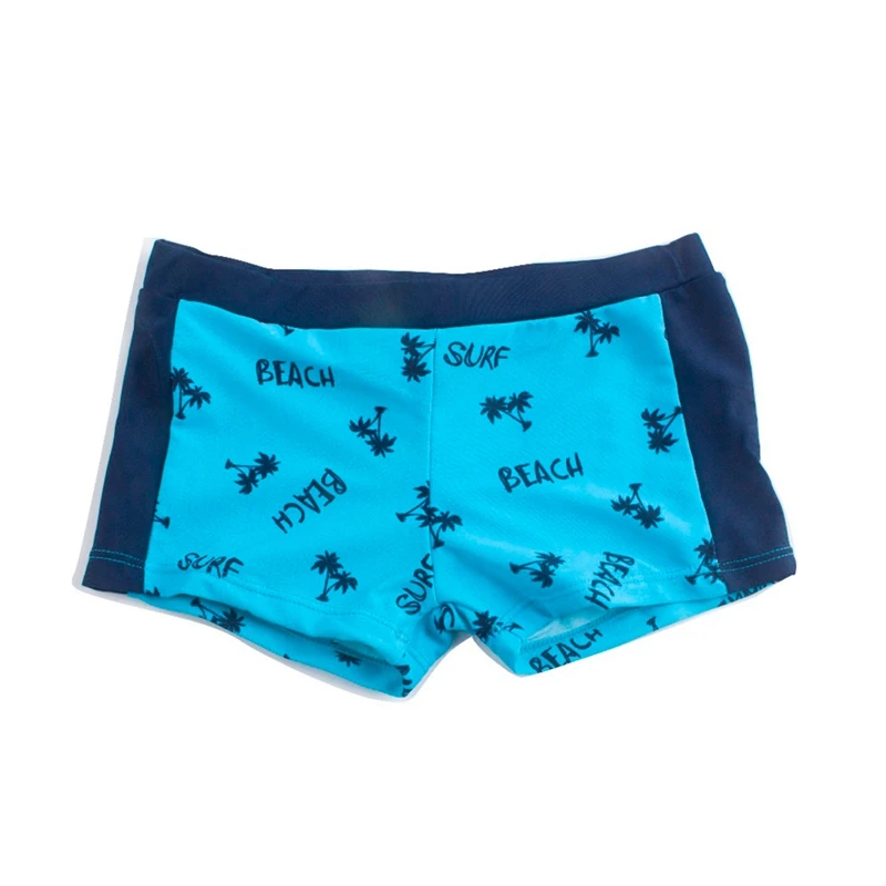 

Boys Swimming Trunks Elastic Waist Coconut Tree Letter Printed Nylon Short Pants Swimwear Swimsuit