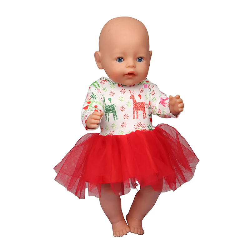43 Cm Baby New Born Doll Clothes Wool Cute Santa Claus, Tree, Elk Christmas Clothes Suit For American 18 Inch Girl Doll Toy Gift