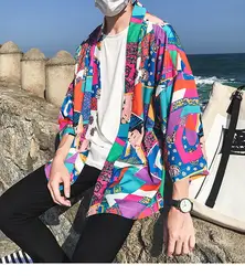 HTJ японский Ukiyoe куртки типа кимоно 2019 мужская куртка в уличном стиле пальто весна лето хип хоп тонкое платье Япония стиль хипстер