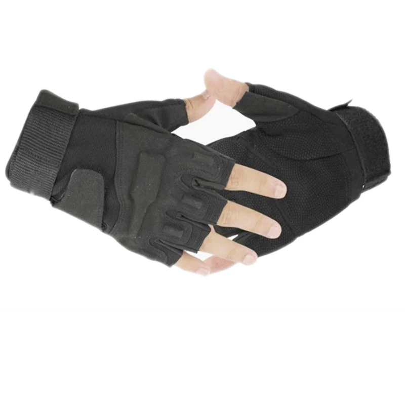 Army Military Tactical Gloves Full Half Finger Glove Paintball Airsoft Shooting Combat motorcycle Bicycle Outdoor Sport gloves - Цвет: Half finger black