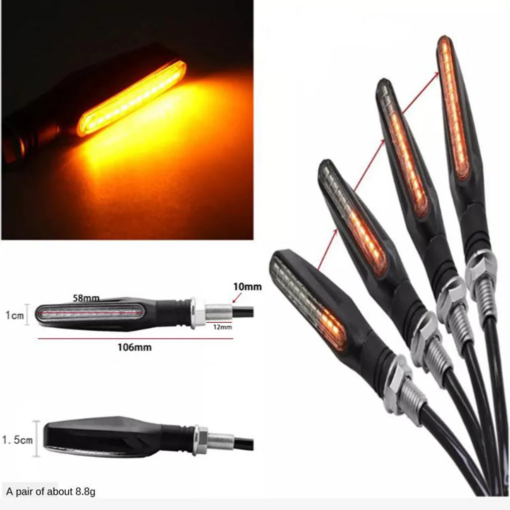 2x Universal Flowing Effect Blinker - Motorcycle Daytime Running Light Brake Lights LED Turn Signals 12V for ATV UTV Dirt Bike