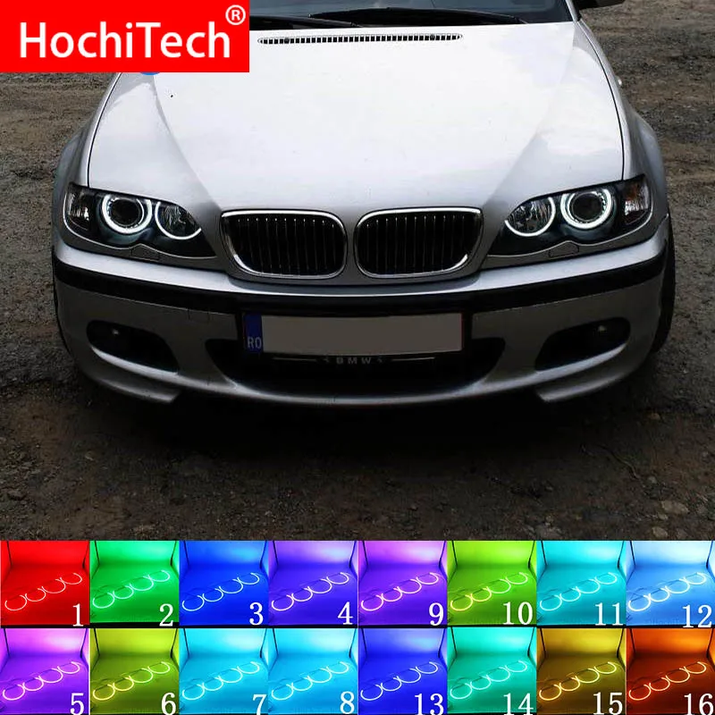 

For BMW E46 1998 - 2005 With PROJECTORS Accessories Headlight Multi-color RGB LED Angel Eyes Halo Ring Eye DRL RF Remote Control