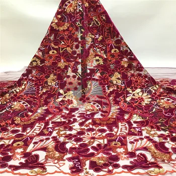 

NEW African Lace Fabric, French Sequins Net Lace Noble Gold Sequins Fabrics High Quality African Red Tulle Sequins Lace Fabric