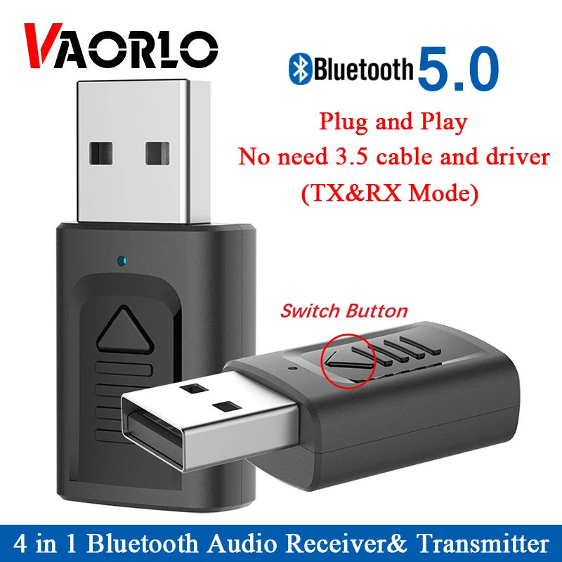 USB Bluetooth 5 0 адаптер 4 в 1 3 мм AUX BT аудио приемник трансмиттер беспроводной стерео