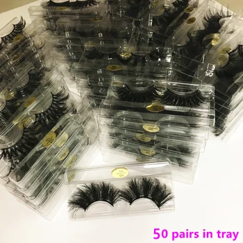 

in transparent Tray 50 Pairs 3D Mink Lashes Handmade Full Strip Lashes Mink False Eyelashes Makeup eyelashes Wholesale