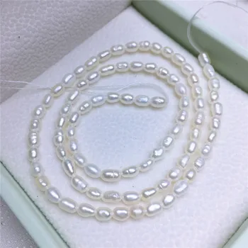 

White Color Natural Fresh Water Pearl 2.5~3mm rice Small Size Seed Loose Beads 35cm