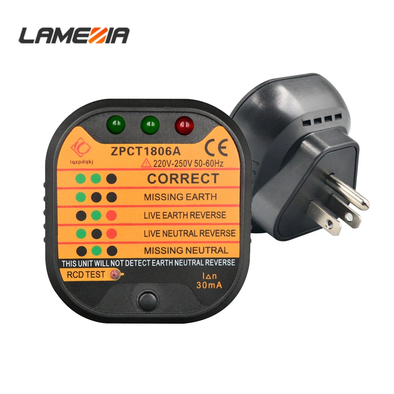 

LAMEZIA Portable US Plug Polar Socket Tester Electric Leakage Testing Household Security Line Detector