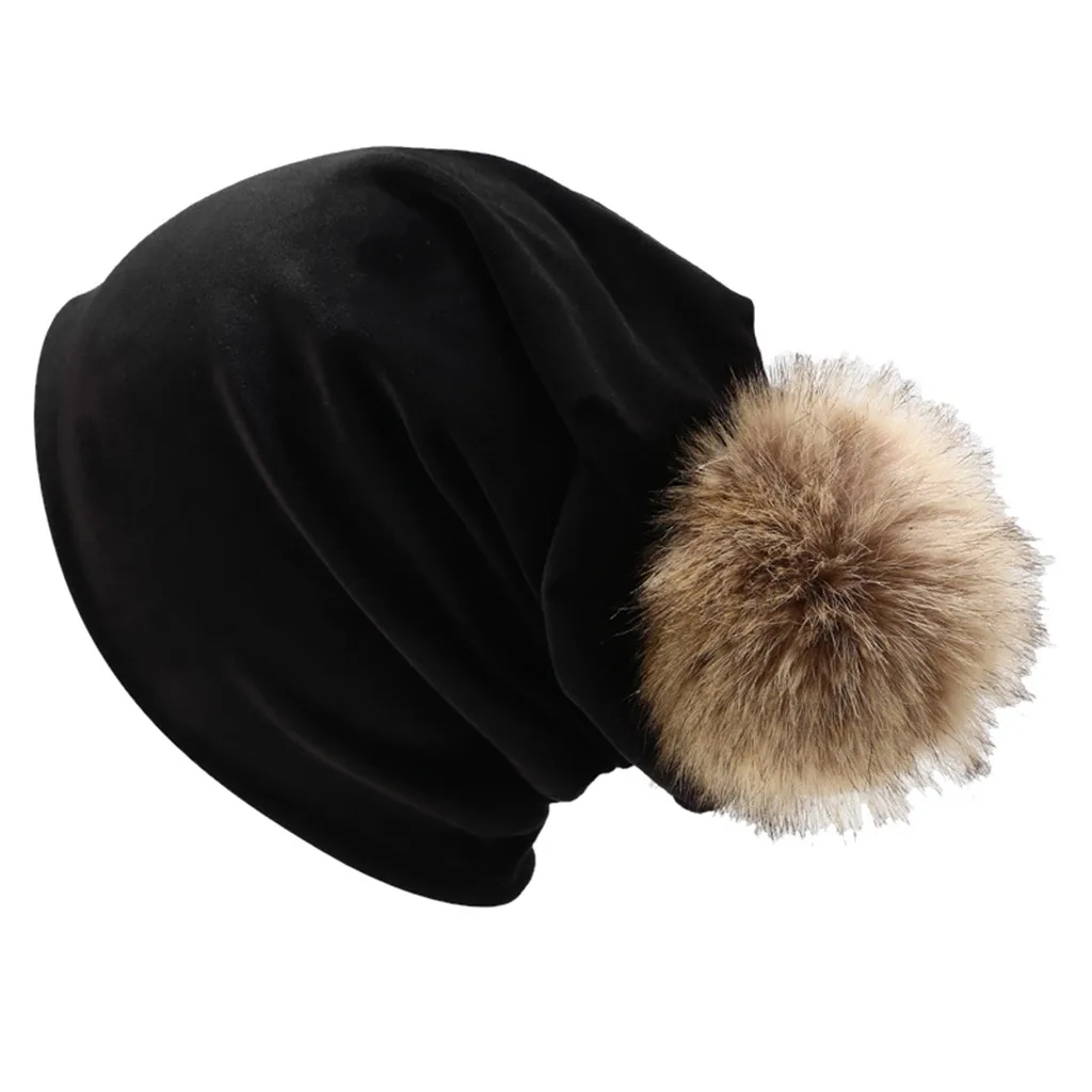 Новая женская зимняя вязаная шапочка из меха енота с помпоном-кисточкой шапка вязаная крючком Лыжная шапка большой пушистый шар модная шапка# P