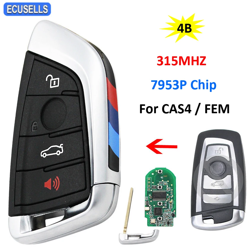 3+1/4 Button Remote Key Smart Car Key Fob 315MHz 7953P Chip for BMW X5 ...