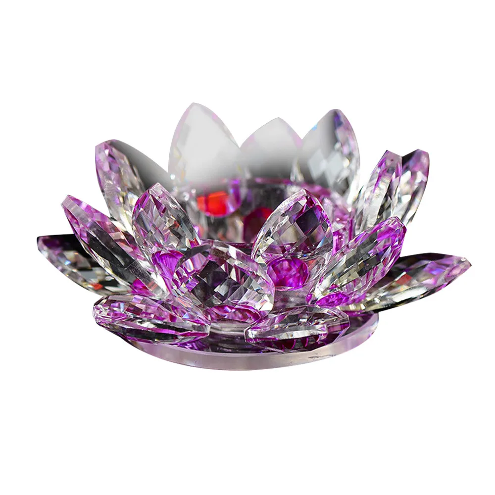 7 цветов с украшением в виде кристаллов Стекло цветок лотоса лампы в форме свечи Чай светильник держатель буддийские подсвечник Dli128