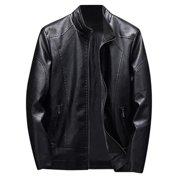 

Autumn And Winter Men's leather jacket кожаная куртка мужская jaqueta de couro masculino Solid Color Long-sleeved jacket #3