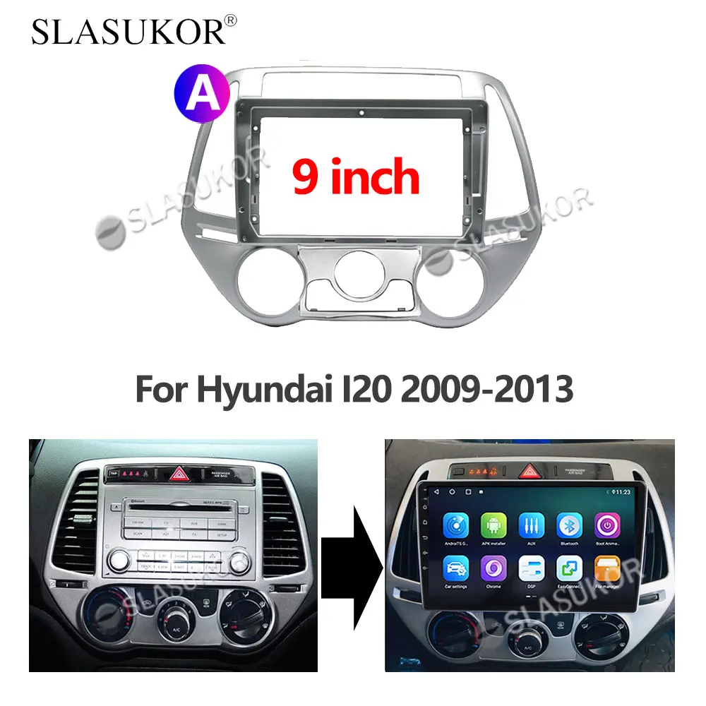 

9-дюймовый аудио фитинг для Hyundai I20 2009 -2013 провода Панель управления работает стереопанель установка для приборной панели DVD рамка № 2din