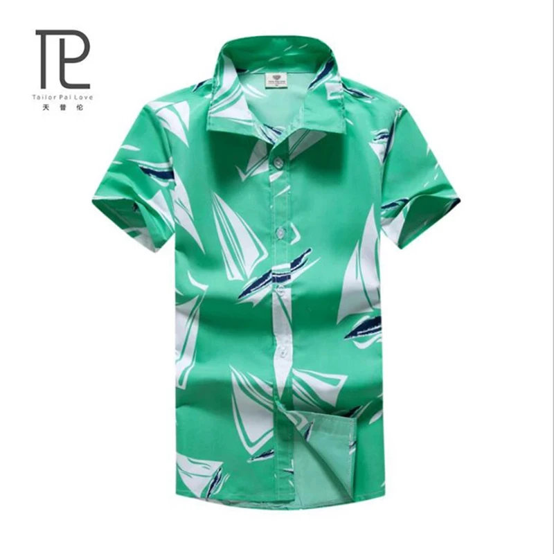 Tailor Pal Love Summer Men Shirts High Quality Polyester Casual Printed Plus Size Beach Shirts soft and comfortable