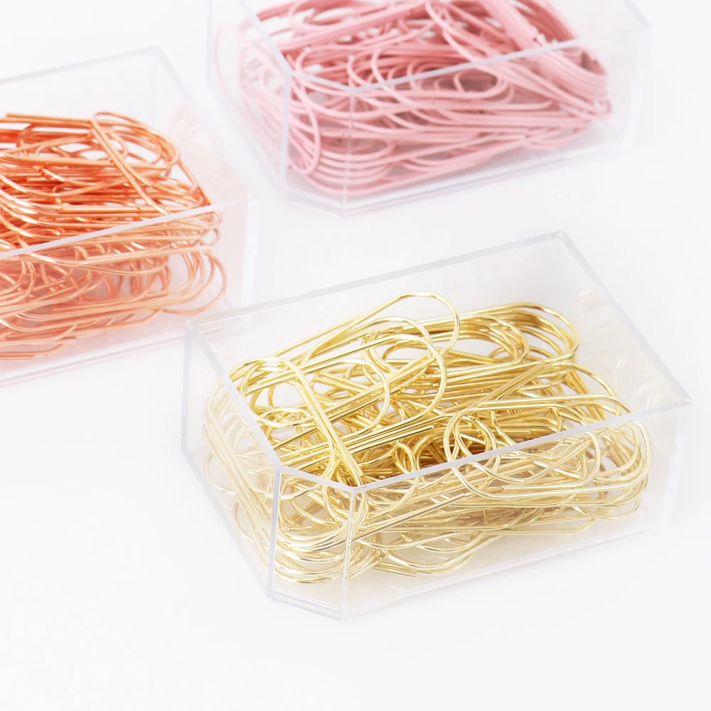 50pcs/box 50mm Rose Gold Paperclips Electroplating Metal Paper Clips Photo Clip Paper Clips Decorative Stationary H0166 paper clips