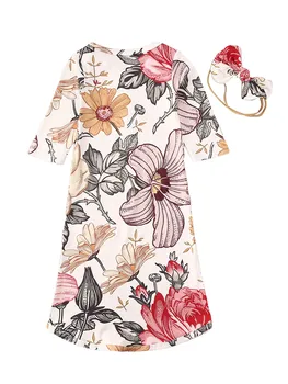 

2020 Summer Kids Girls Blanket Swaddle Wrap Gown 2PCS Outfits Set Sleep Bag Headband Set