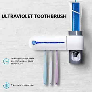 

2 in 1 UV Light Ultraviolet Toothbrush Sterilizer Toothbrush Holder Automatic Toothpaste Squeezer Dispenser Bathroom Accessories