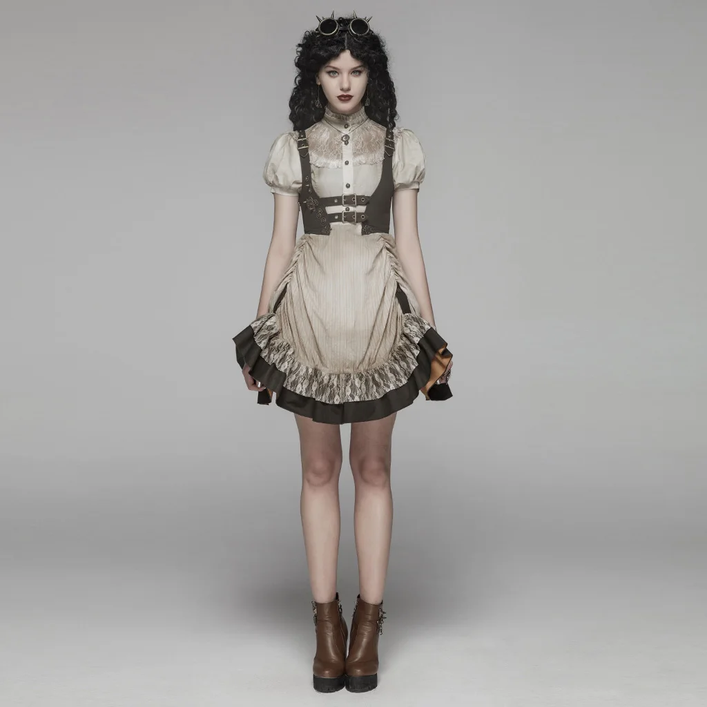 

PUNK RAVE Women SteamPunk Lolita Dres Retro Slim Fit Adjustable Party Sexy Women Fluffy Novelty Skirt