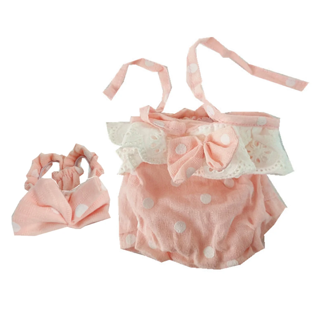 11inch Reborn Doll Clothes Baby Outfit Jumpsuit Doll Rompers Headband Outfit