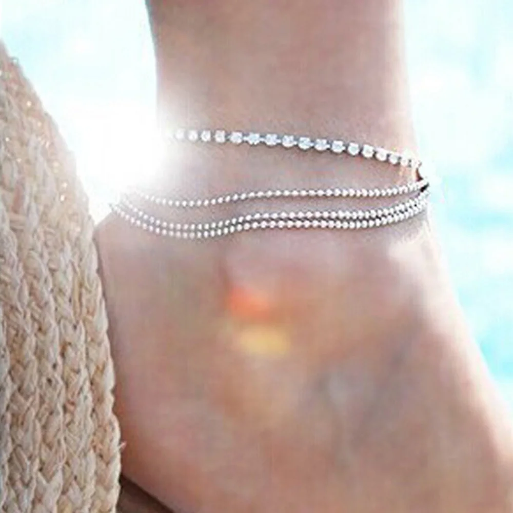 

Gold Silver Color Women Jewelry Foot Bead Chain Anklet Ankle Bracelet Barefoot Sandal Beach Foot Jewelry